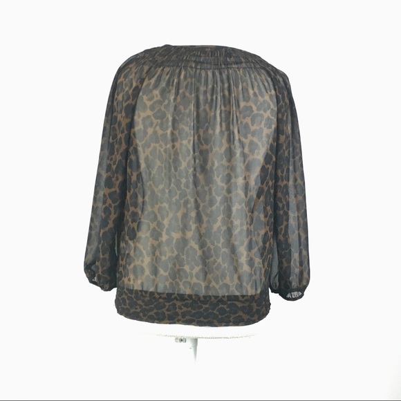 Zara Leopard Print Sheer Blouse SzXS - Picture 5 of 6